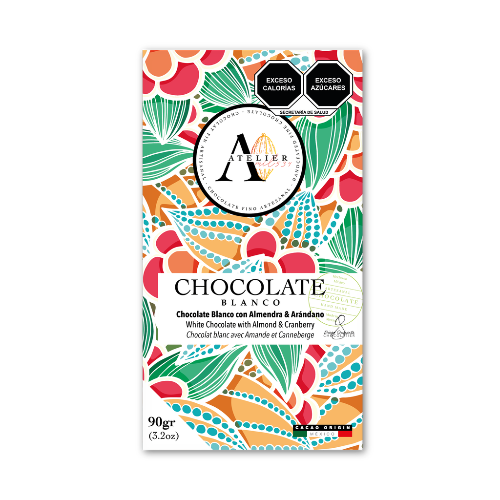 [18802] BARRA CHOCOLATE BLANCO 90g [ALMENDRA, ARÁNDANO & SAL] (ATELIER 1534)