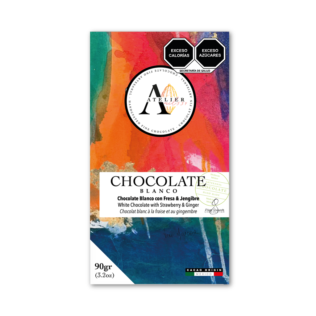 BARRA CHOCOLATE BLANCO 90g [FRESA & JENGIBRE]